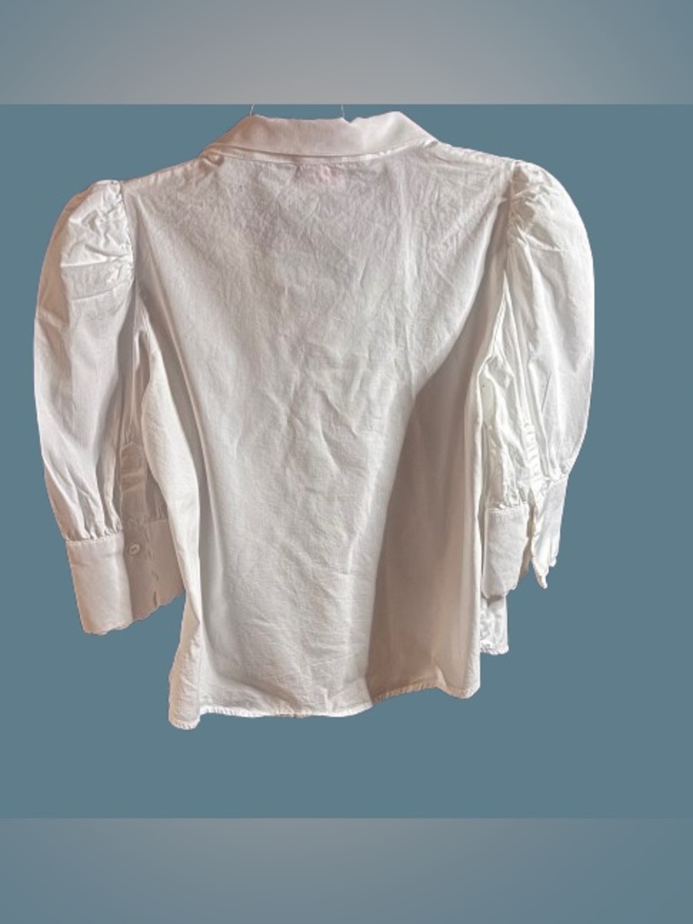 Gretchen Scott White Ruffle Front Cotton Blouse Size Small - Picture 4 of 7